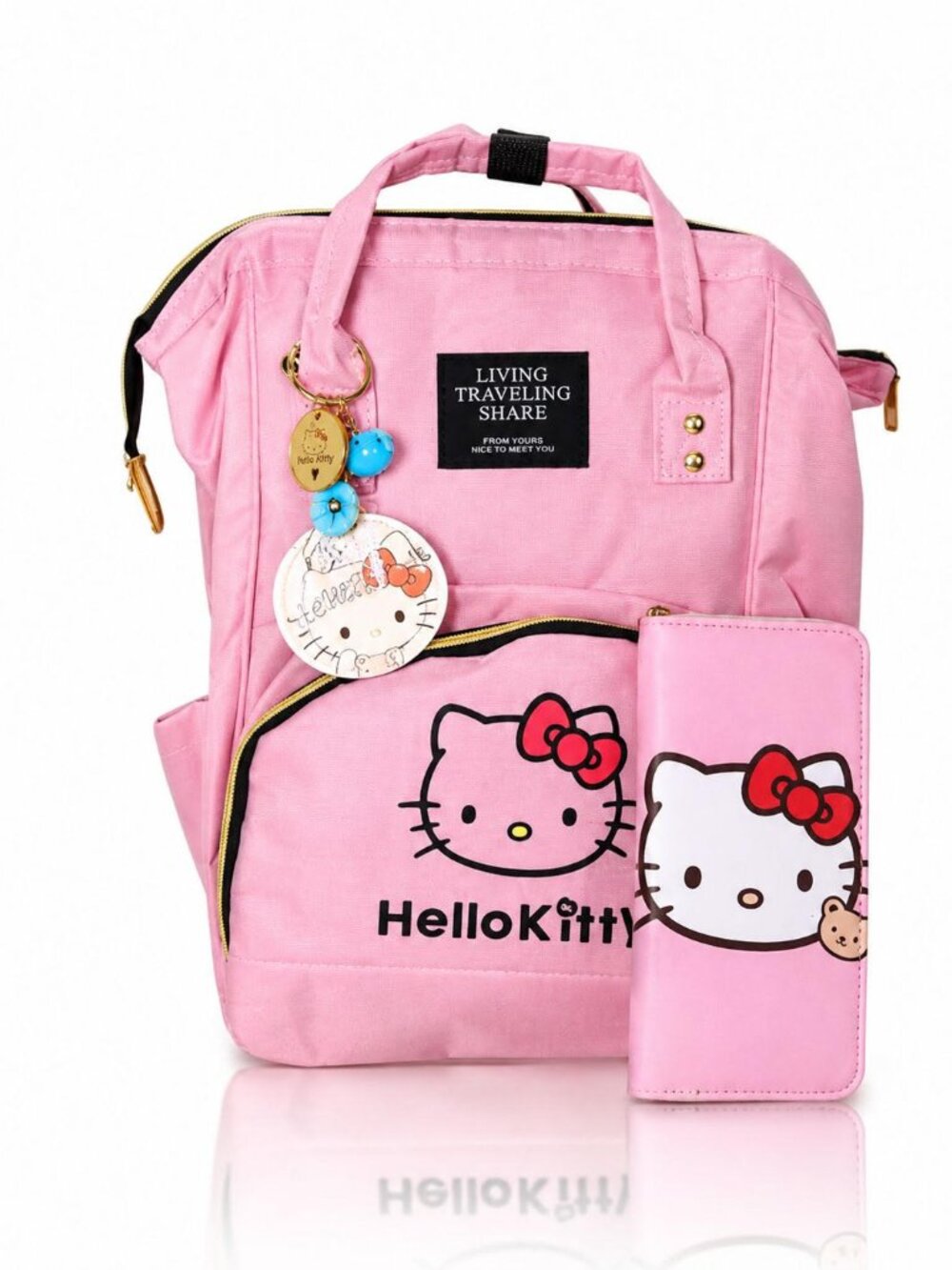 Hello Kitty Pink Backpack Set w/ Matching Wallet & Pepa by Murr Charm
